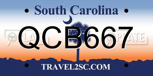 QCB667 South Carolina License Plate