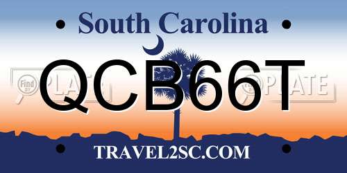 QCB66T South Carolina License Plate