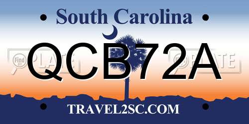 QCB72A South Carolina License Plate