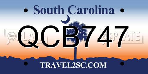 QCB747 South Carolina License Plate