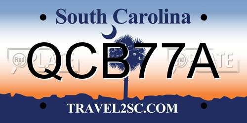 QCB77A South Carolina License Plate