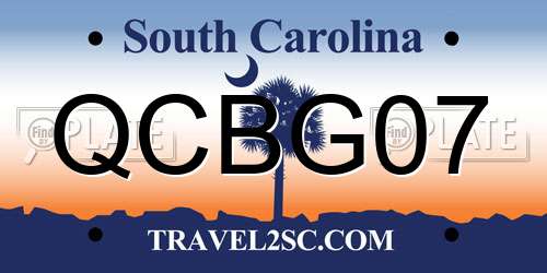 QCBG07 South Carolina License Plate