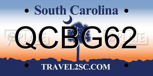 QCBG62 South Carolina License Plate