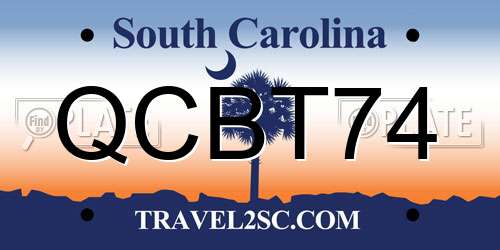 QCBT74 South Carolina License Plate