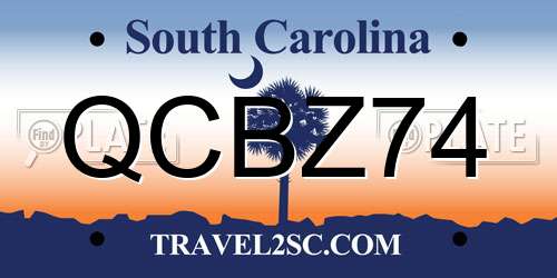 QCBZ74 South Carolina License Plate