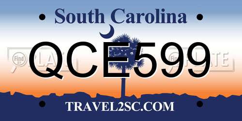 QCE599 South Carolina License Plate