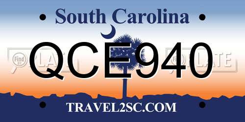 QCE940 South Carolina License Plate