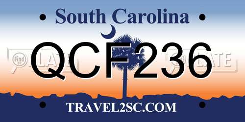 QCF236 South Carolina License Plate