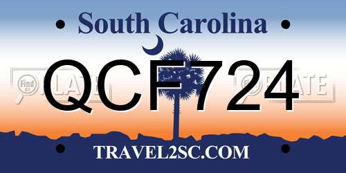 QCF724 South Carolina License Plate