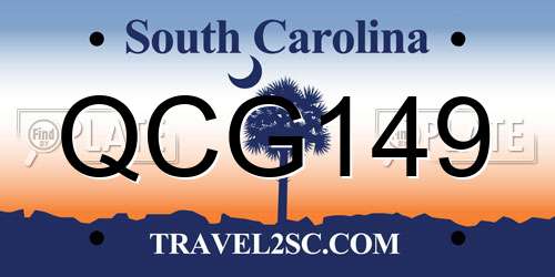 QCG149 South Carolina License Plate