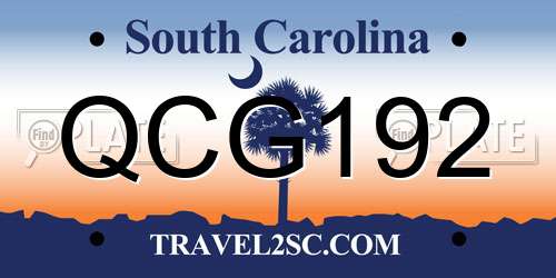 QCG192 South Carolina License Plate