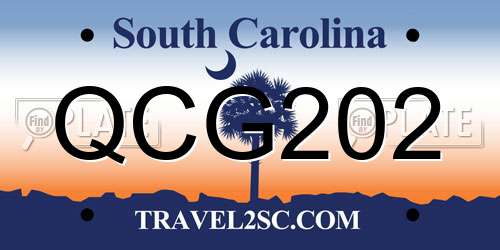 QCG202 South Carolina License Plate