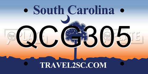 QCG305 South Carolina License Plate