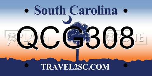 QCG308 South Carolina License Plate