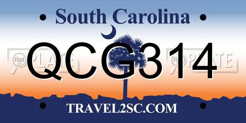 QCG314 South Carolina License Plate