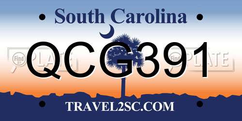 QCG391 South Carolina License Plate