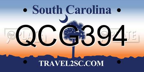 QCG394 South Carolina License Plate