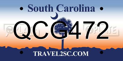 QCG472 South Carolina License Plate