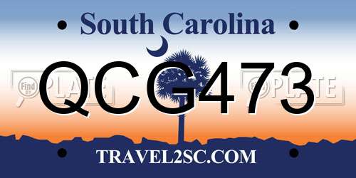 QCG473 South Carolina License Plate