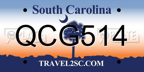QCG514 South Carolina License Plate