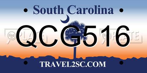 QCG516 South Carolina License Plate