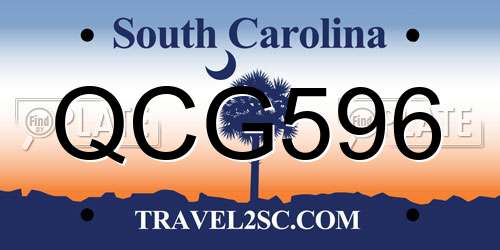 QCG596 South Carolina License Plate