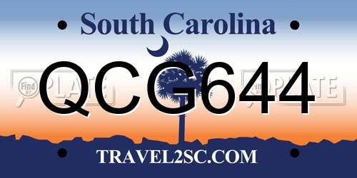 QCG644 South Carolina License Plate