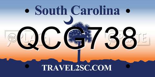 QCG738 South Carolina License Plate