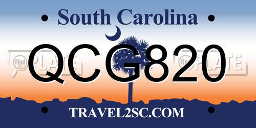 QCG820 South Carolina License Plate