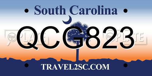 QCG823 South Carolina License Plate