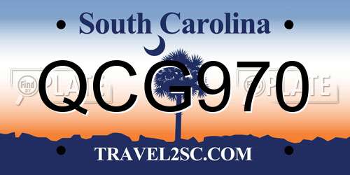 QCG970 South Carolina License Plate