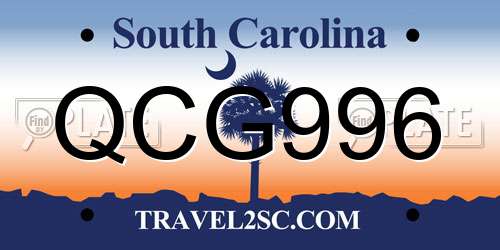QCG996 South Carolina License Plate