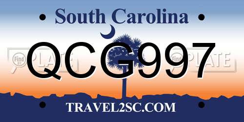 QCG997 South Carolina License Plate
