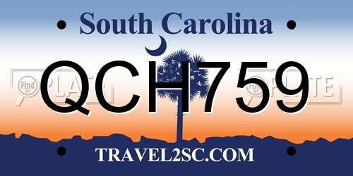QCH759 South Carolina License Plate