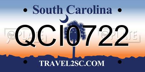 QCI0722 South Carolina License Plate