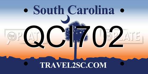 QCI702 South Carolina License Plate