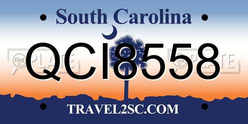 QCI8558 South Carolina License Plate