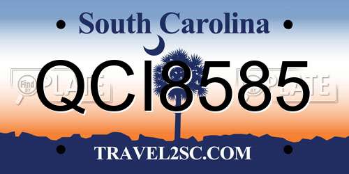 QCI8585 South Carolina License Plate
