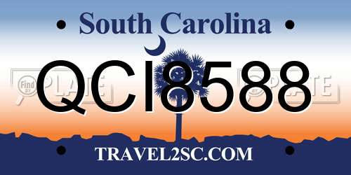 QCI8588 South Carolina License Plate