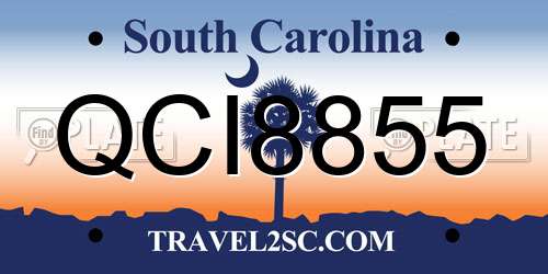 QCI8855 South Carolina License Plate