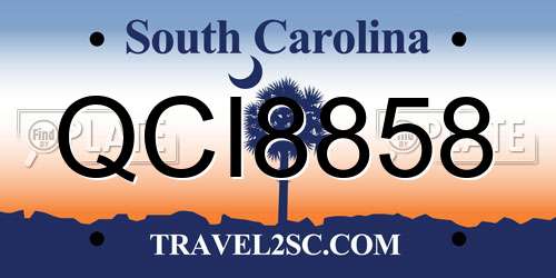 QCI8858 South Carolina License Plate