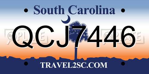 QCJ7446 South Carolina License Plate