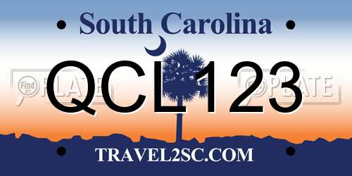 QCL123 South Carolina License Plate