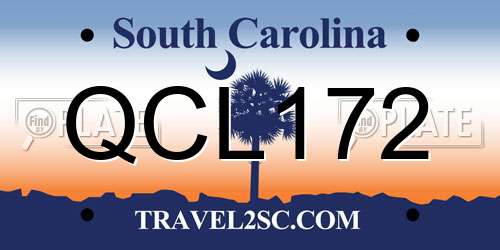 QCL172 South Carolina License Plate