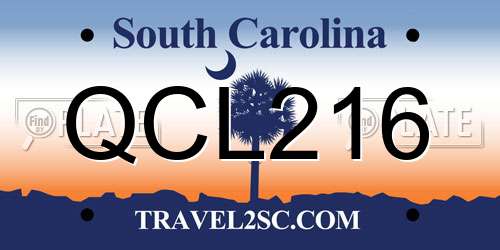 QCL216 South Carolina License Plate