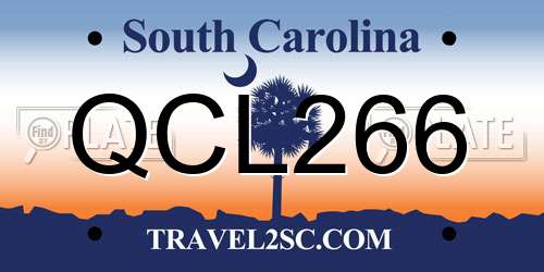 QCL266 South Carolina License Plate