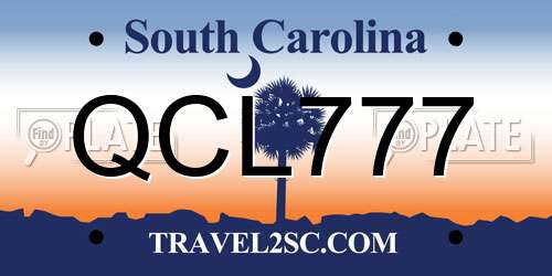 QCL777 South Carolina License Plate