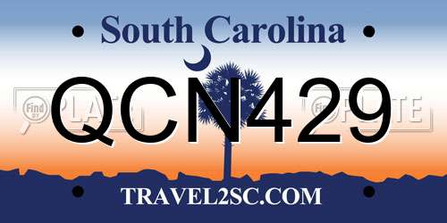 QCN429 South Carolina License Plate