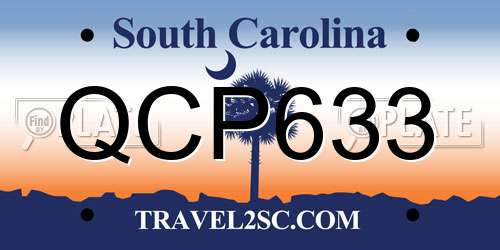 QCP633 South Carolina License Plate