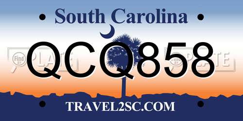 QCQ858 South Carolina License Plate